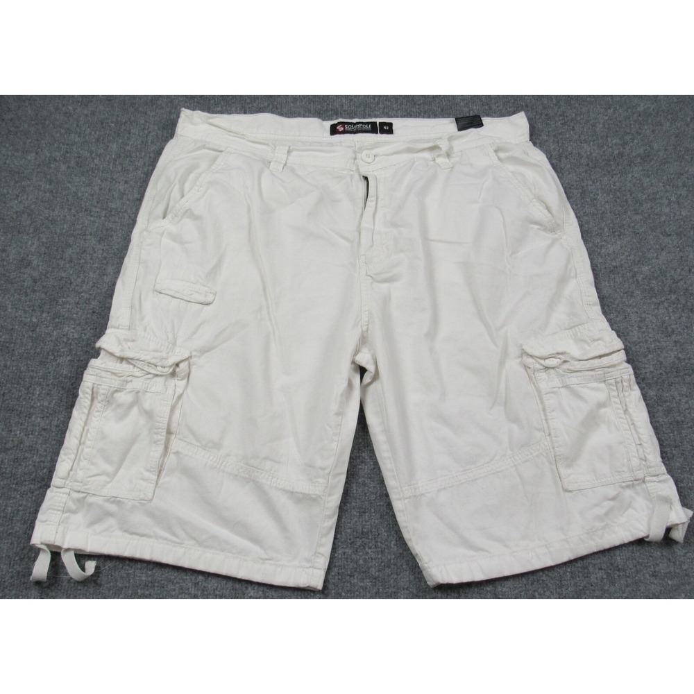Southpole Cargo Shorts Mens 42x12 White Cotton Baggy Multi Pocket Streetwear Y2K